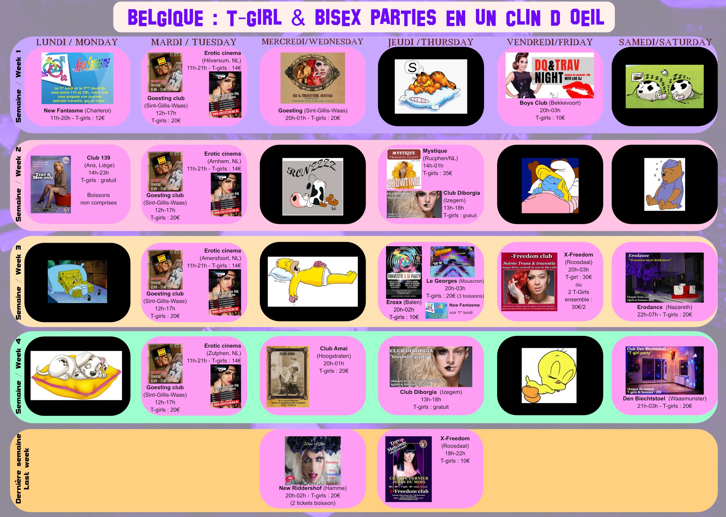 Calendrier tgirl parties